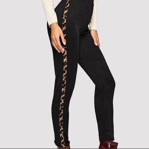 FREE with purchase! Shein stretch skinny pant faux fur leopard side stripe M